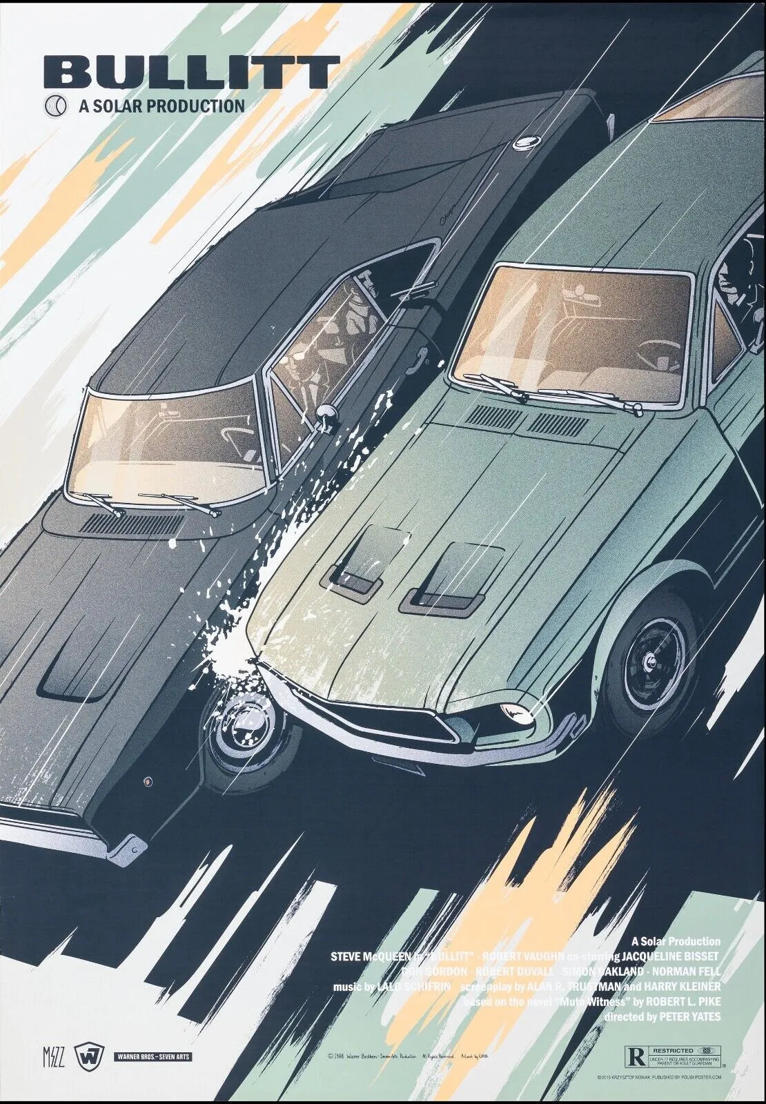 BULLITT, STEVE MCQUEEN, 1968, REPRO MOVIE POSTER, VINTAGE, HQ