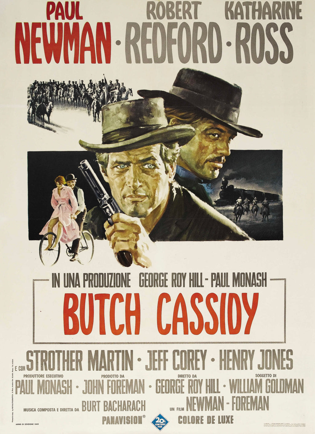 Affiche du film BUTCH CASSIDY AND THE SUNDANCE KID de George Roy Hill (1969). Western culte avec Paul Newman et Robert Redford. Reproduction HQ – Poster Hub Studio.