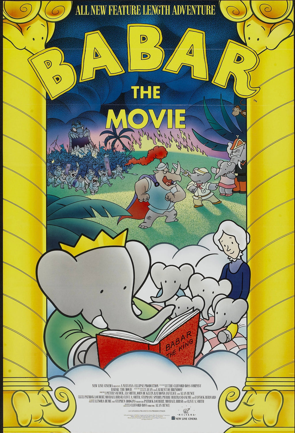 BABAR THE MOVIE – FILM DE ALAN BUNCE (1989) – BABAR – AFFICHE CINÉMA ANIMATION – REPRODUCTION – POSTER HUB STUDIO – HQ