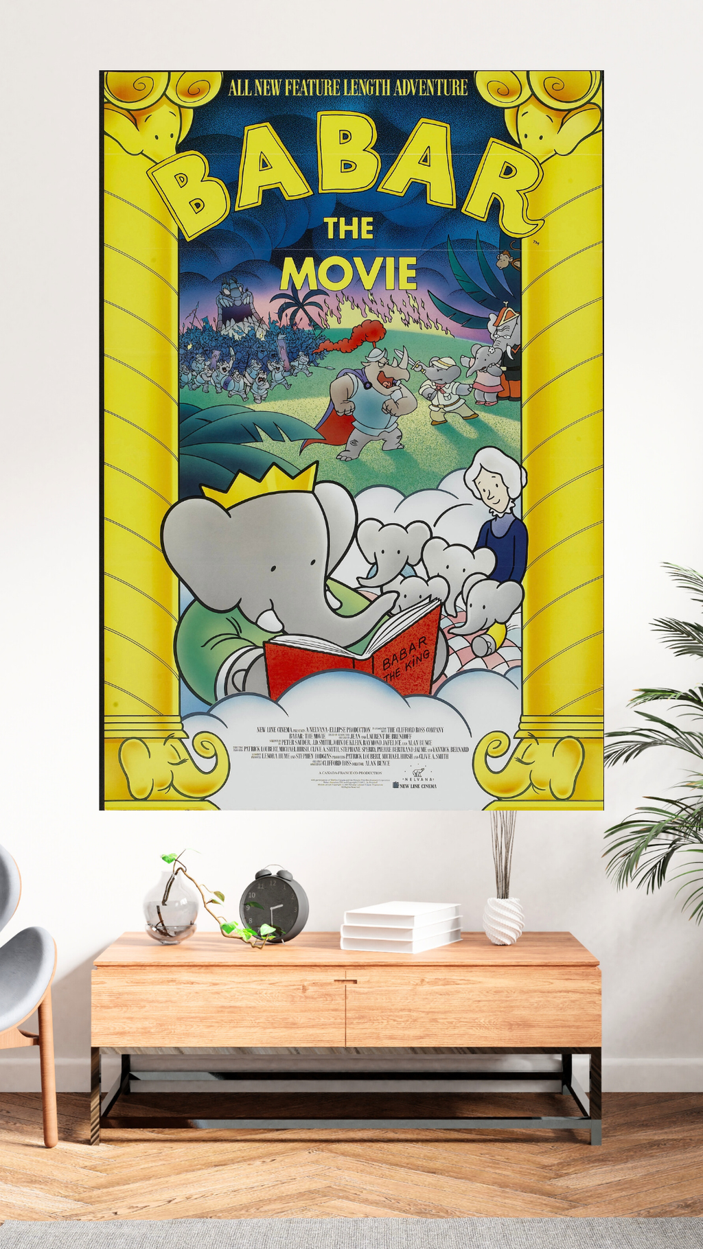 Affiche du film Babar The Movie (1989). Classique de l’animation inspiré du célèbre éléphant. Reproduction HQ – Poster Hub Studio.