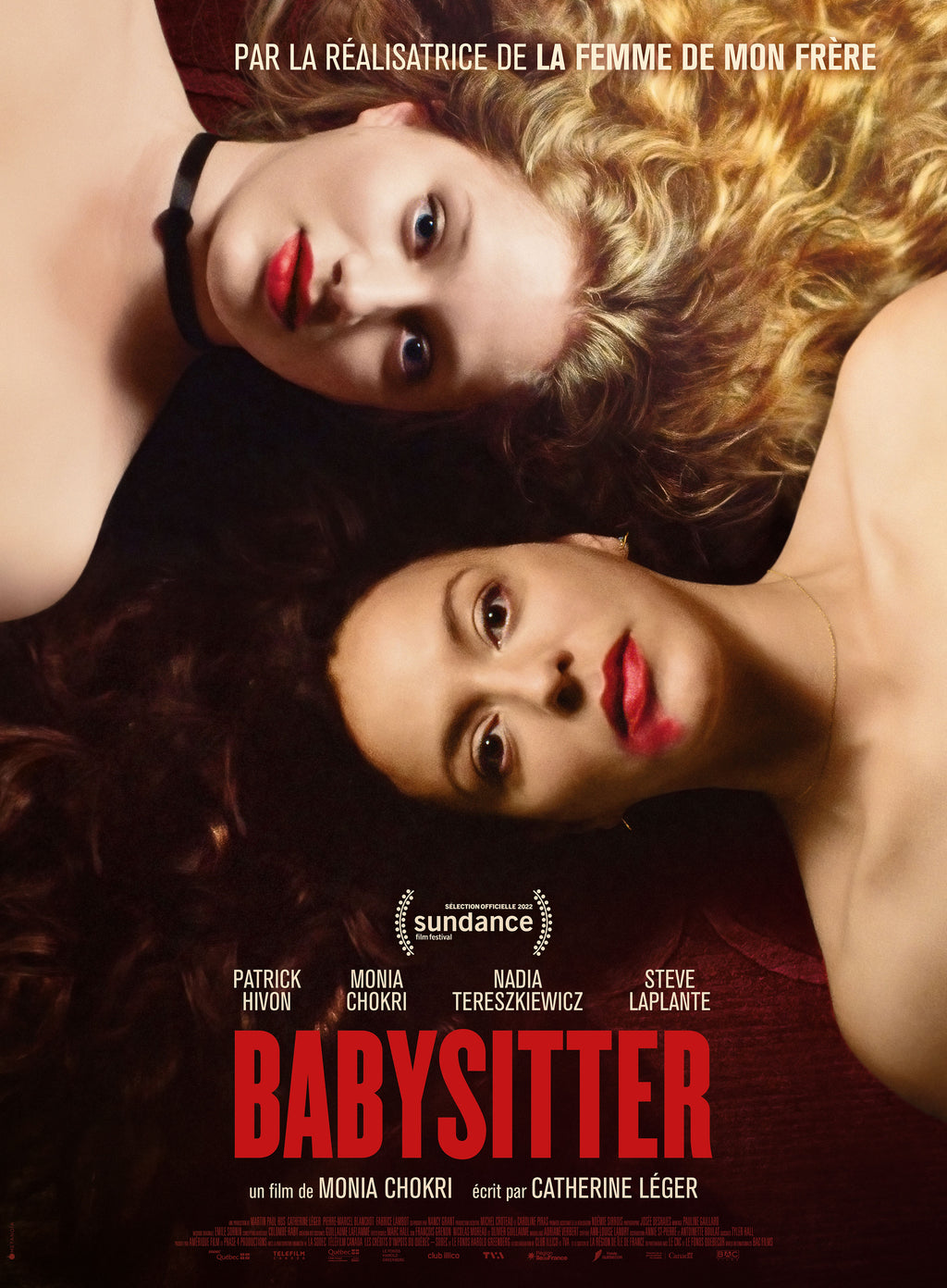 Affiche du film Babysitter (2022) de Monia Chokri avec Patrick Hivon, Nadia Tereszkiewicz et Monia Chokri. Comédie noire québécoise