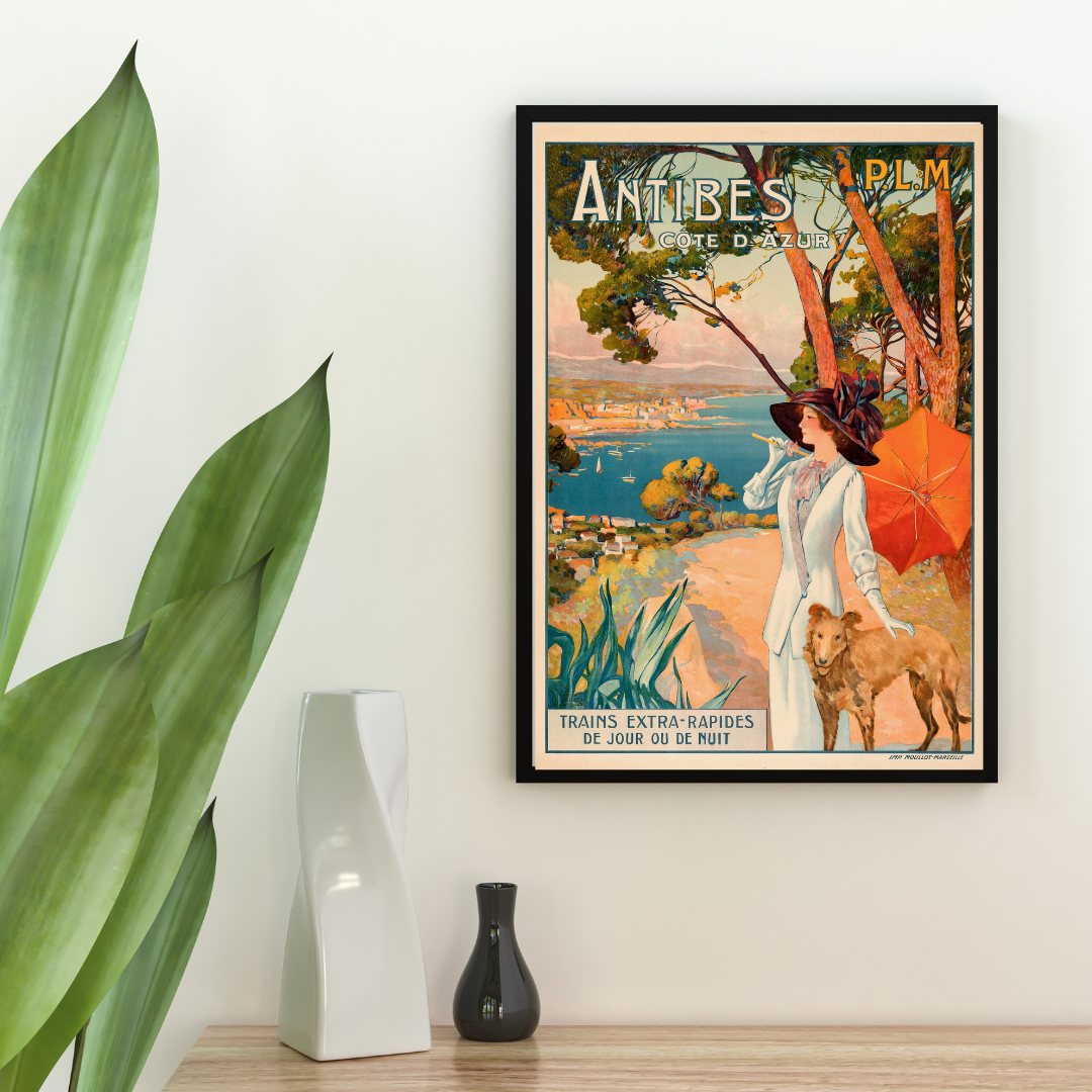 ANTIBES, CÔTE D’AZUR, PAQUEBOT, REPRO TRAVEL PUBLICITY POSTER, VINTAGE, HQ
