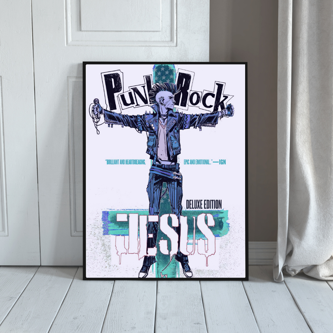 Framed poster punk rock jesus affiche bd rock alternative decoration murale vintage