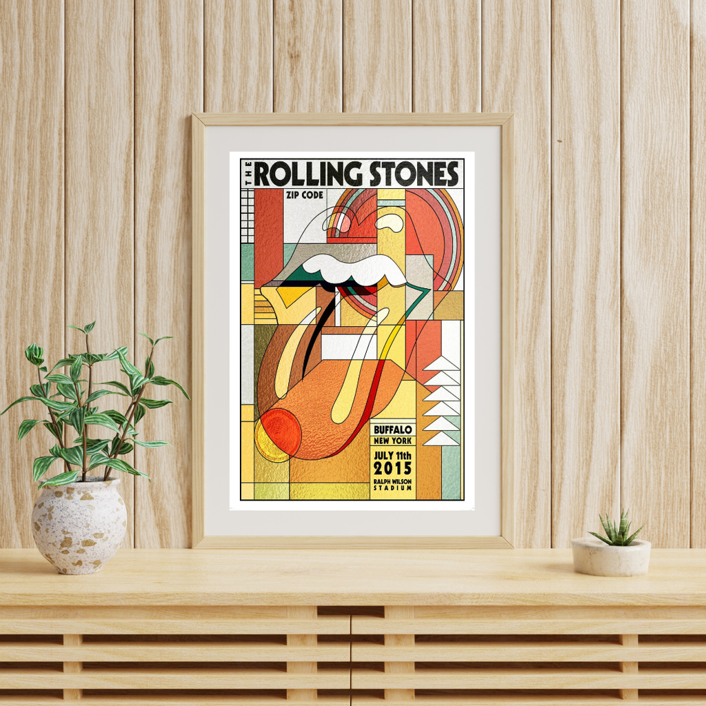 Framed poster the rolling stones zip code tour 2015 buffalo new york affiche concert rock decoration murale vintage
