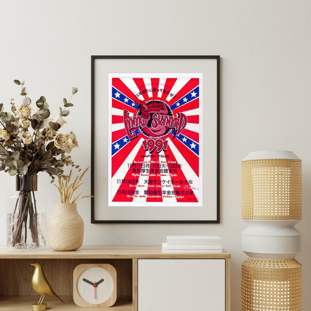Framed poster lynyrd skynyrd 1991 japan tour affiche concert rock sudiste decoration murale vintage
