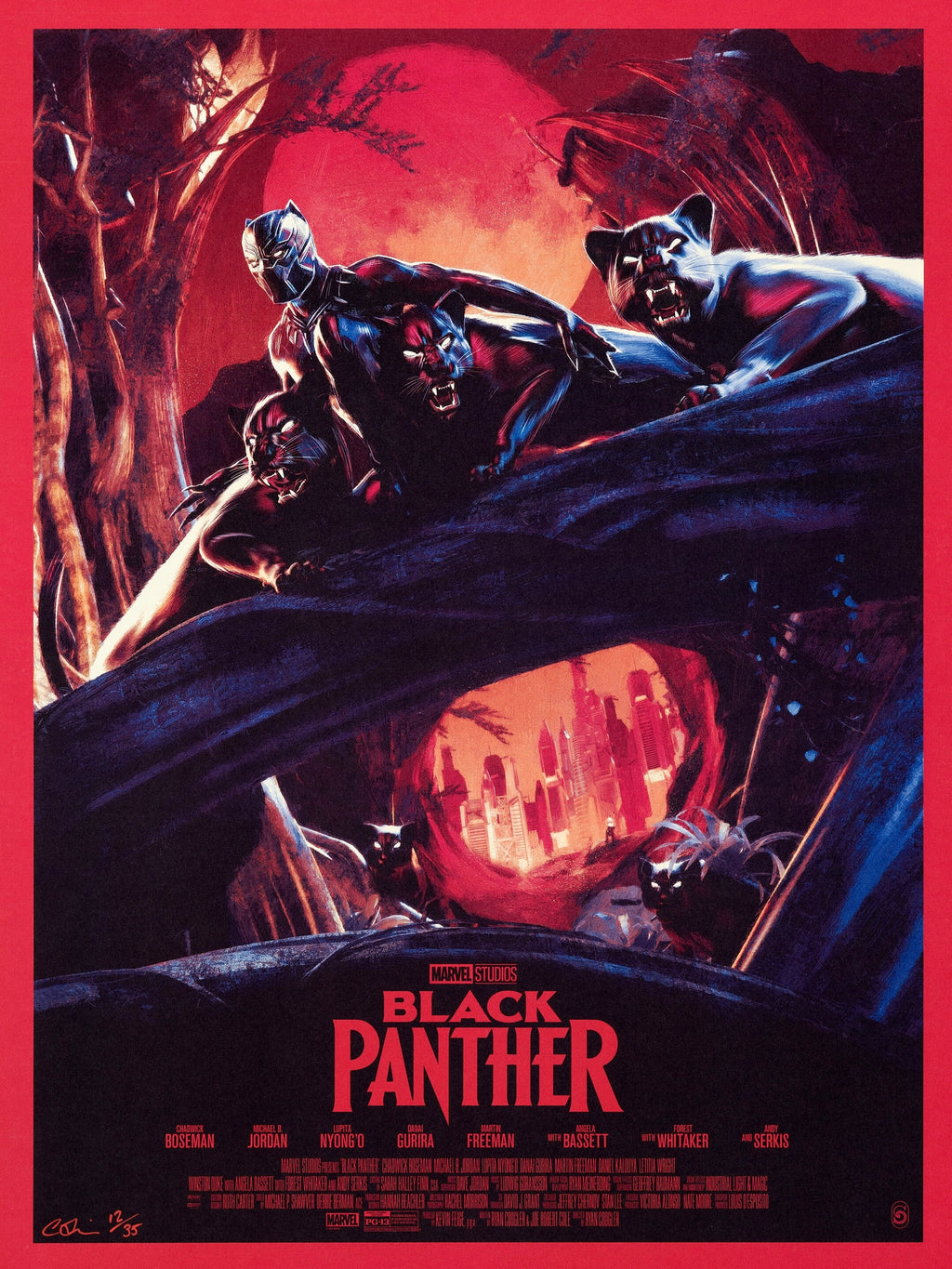 Affiche du film Black Panther (2018) avec Chadwick Boseman. Film Marvel culte entre action et super-héros. Reproduction HQ – Poster Hub.