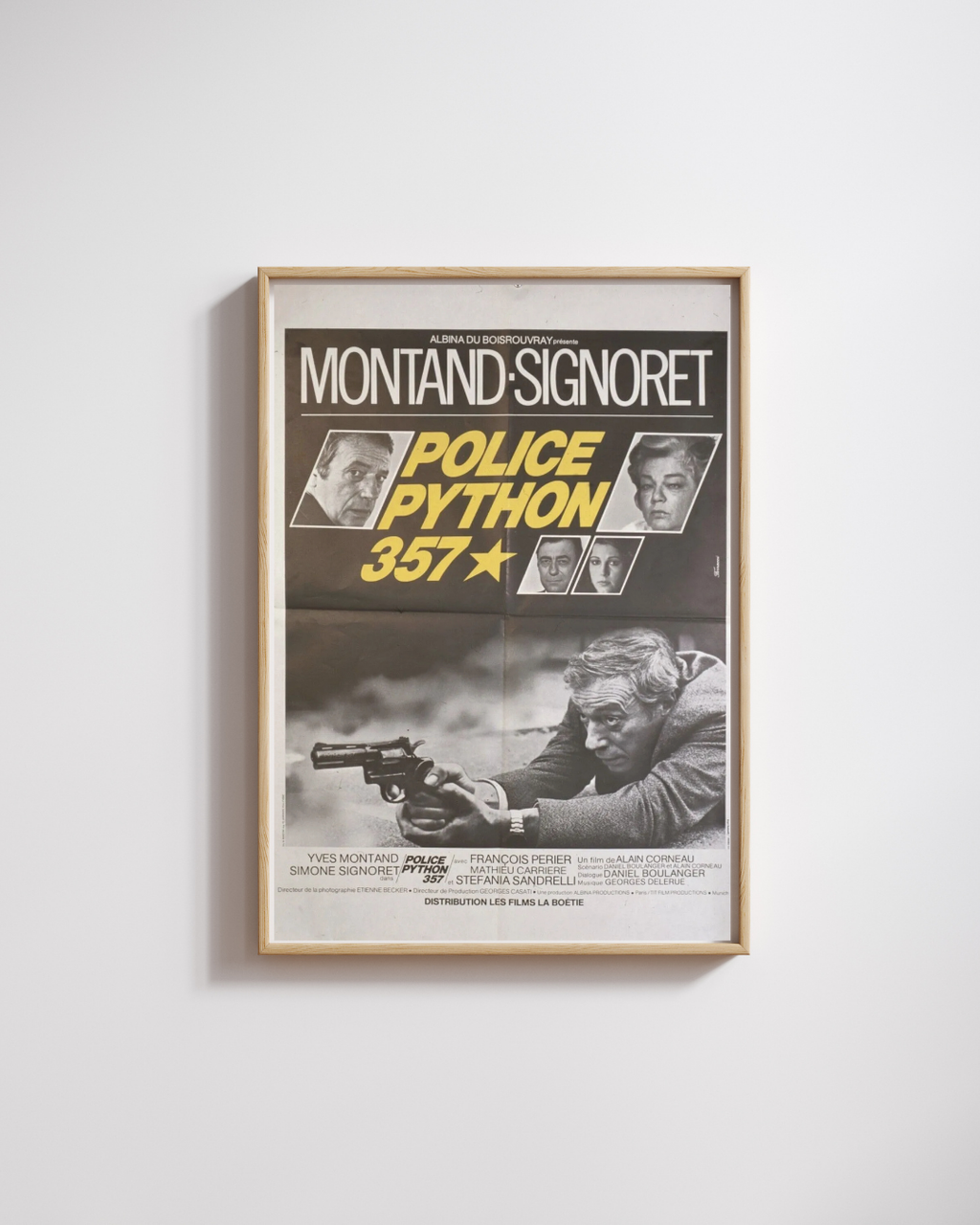POLICE PYTHON 357, YVES MONTAND, 1976, Reproducción de póster de cine antiguo, HQ