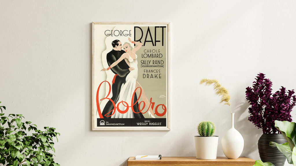 Affiche du film Bolero (1934) avec George Raft et Carole Lombard. Drame romantique culte. Reproduction HQ – Poster Hub Studio.