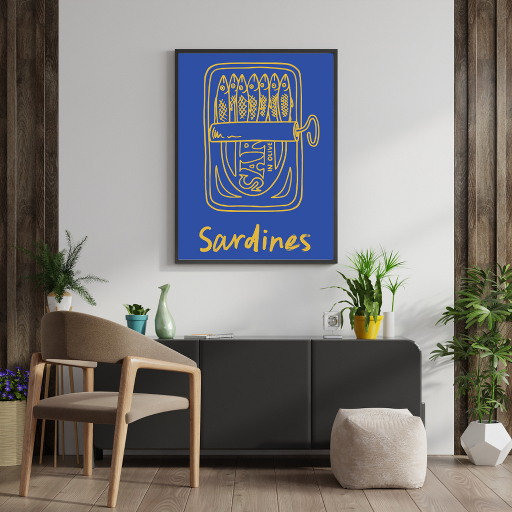 LES SARDINES - REPRO ADVERTISING POSTER, VINTAGE, HQ