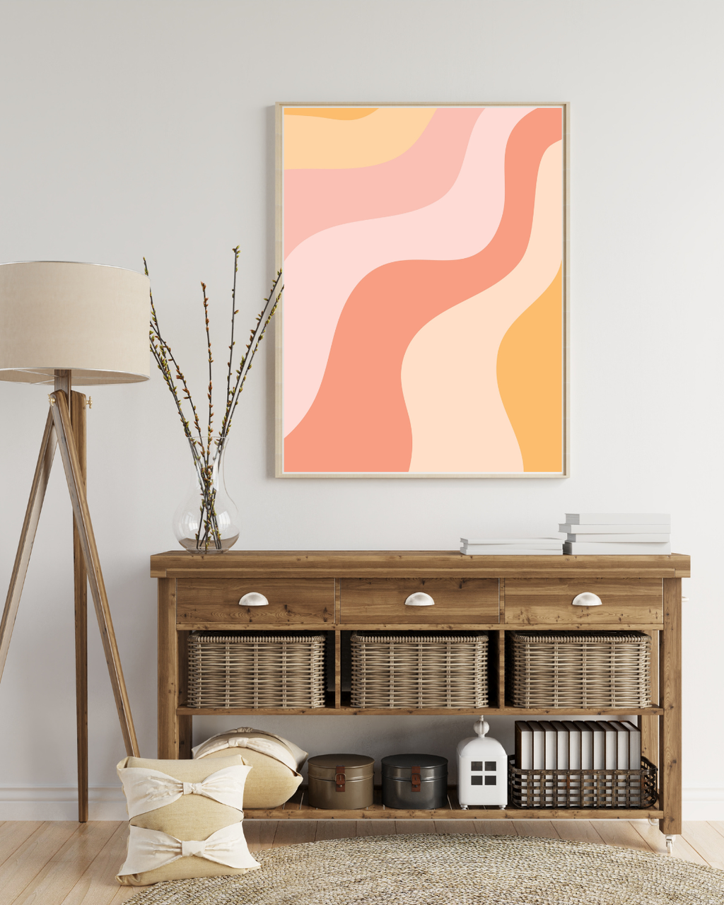 MOTIF ABSTRAIT ONDULÉ COULEURS PASTEL POSTER HUB STUDIO RÉTRO, HQ