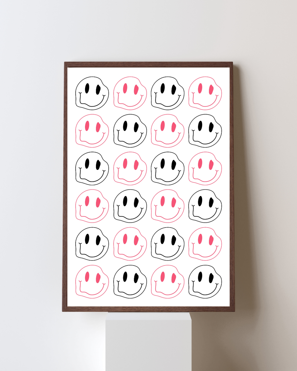 HAPPY SMILEY PATTERN WALL ART POSTER HUB STUDIO RÉTRO | HQ