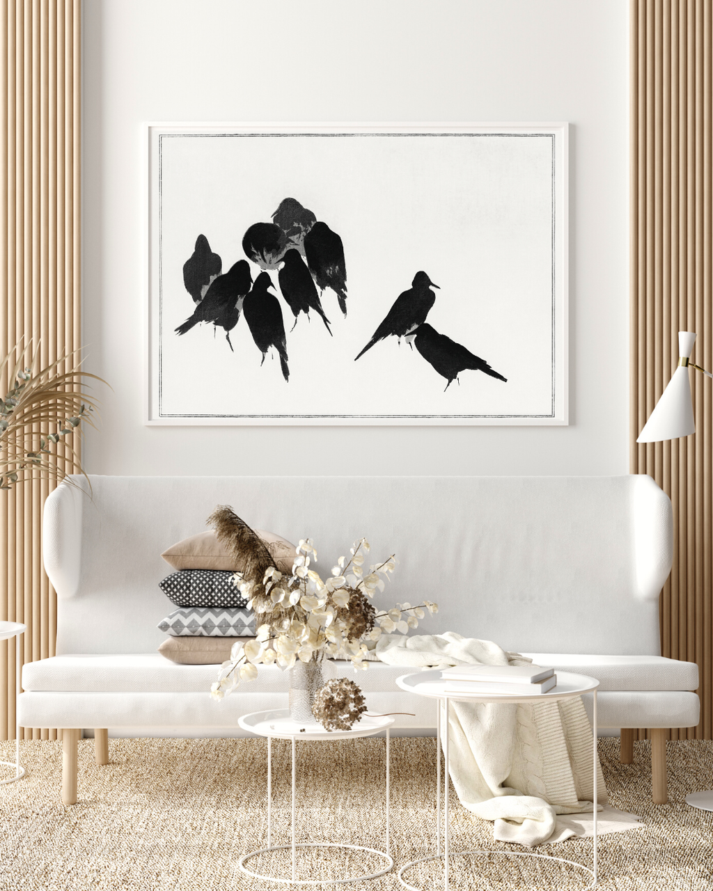 CORBEAUX NOIRS MINIMALISTES POSTER HUB STUDIO RÉTRO, HQ
