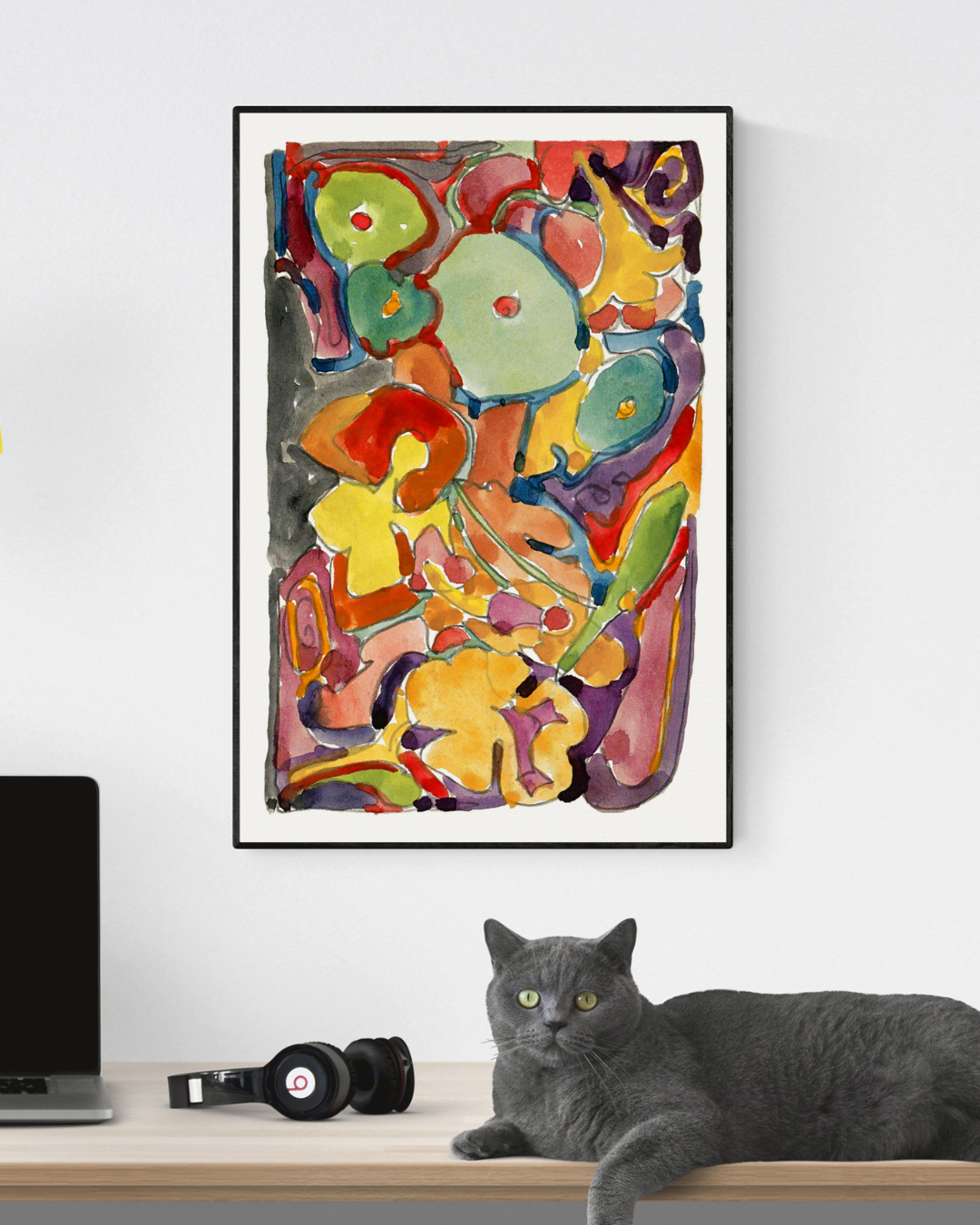 PEINTURE ABSTRAITE COLORÉE AUX FORMES ORGANIQUES POSTER HUB STUDIO RÉTRO, HQ