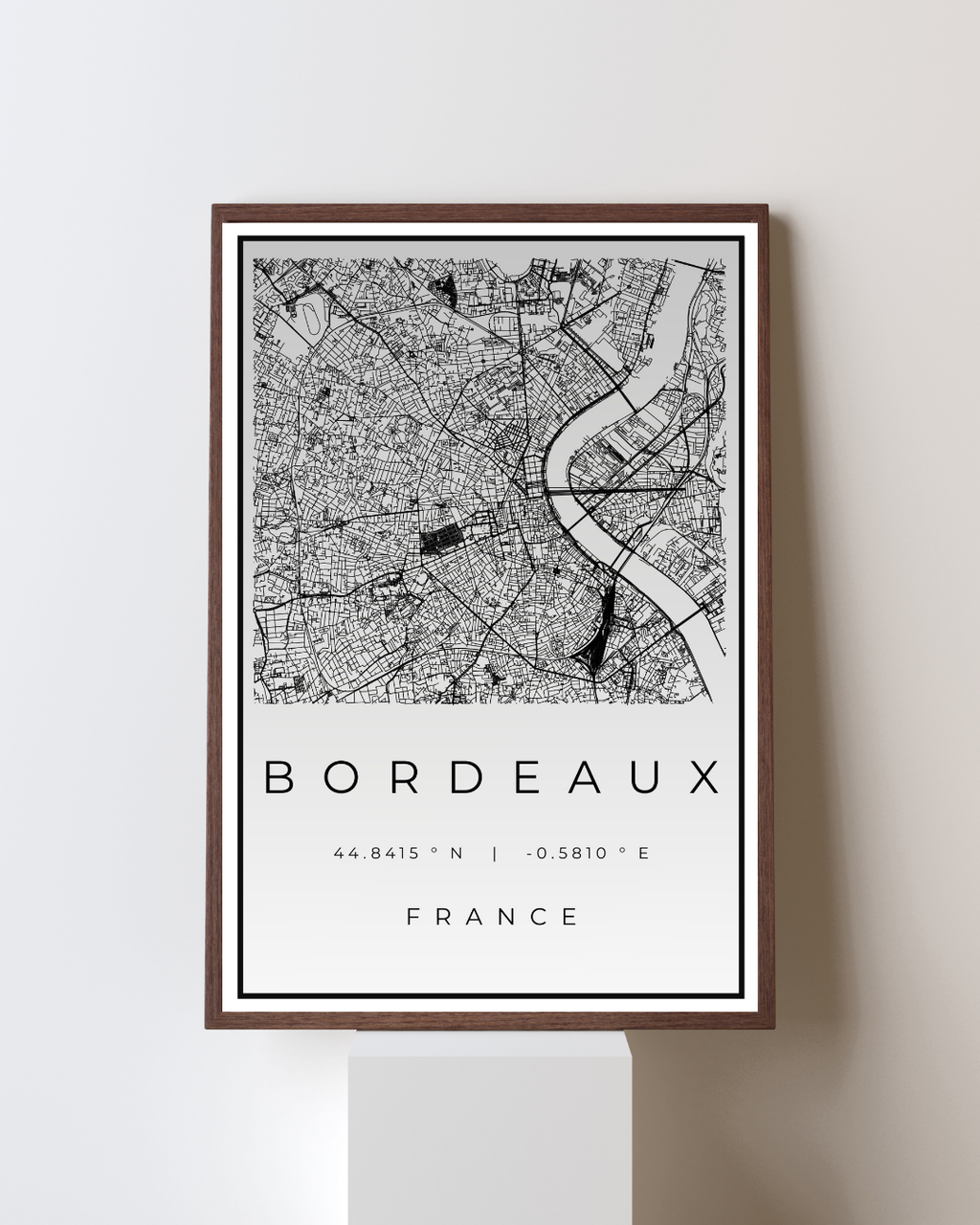 BORDEAUX PLAN DE LA VILLE, AFFICHE POSTER HUB STUDIO RÉTRO, HQ