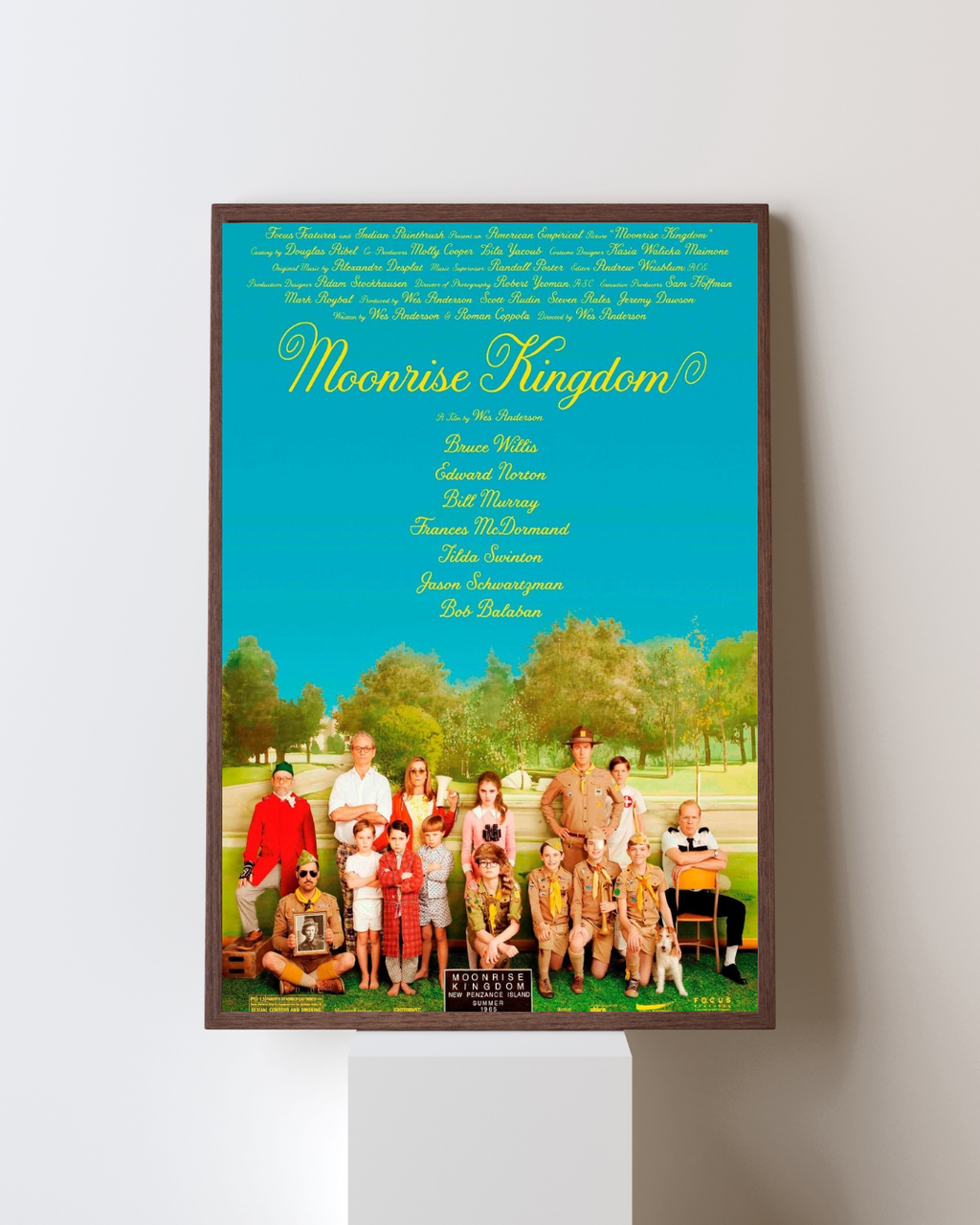 poster Moonrise Kingdom encadré décoration murale vintage art déco affiche pastel cinéma avec cadre intérieur moderne élégant