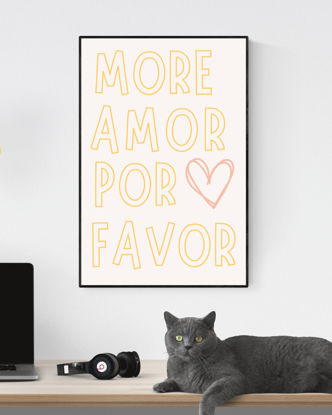 MORE AMOR POR FAVOR WALL ART POSTER HUB STUDIO RÉTRO | HQ