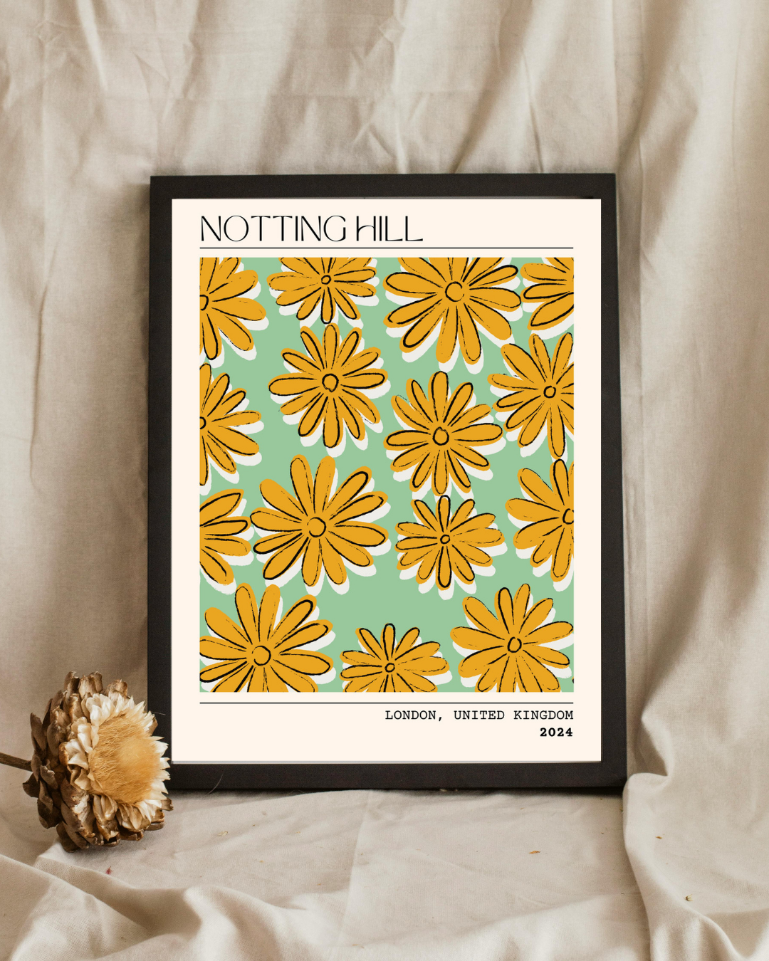 NOTTING HILL FLORAL WALL ART POSTER HUB STUDIO RÉTRO | HQ