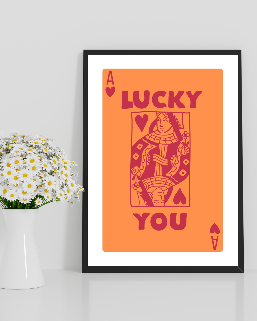 AFFICHE LUCKY YOU – CARTE À JOUER CŒUR POP ART RÉTRO POSTER HUB STUDIO | HQ