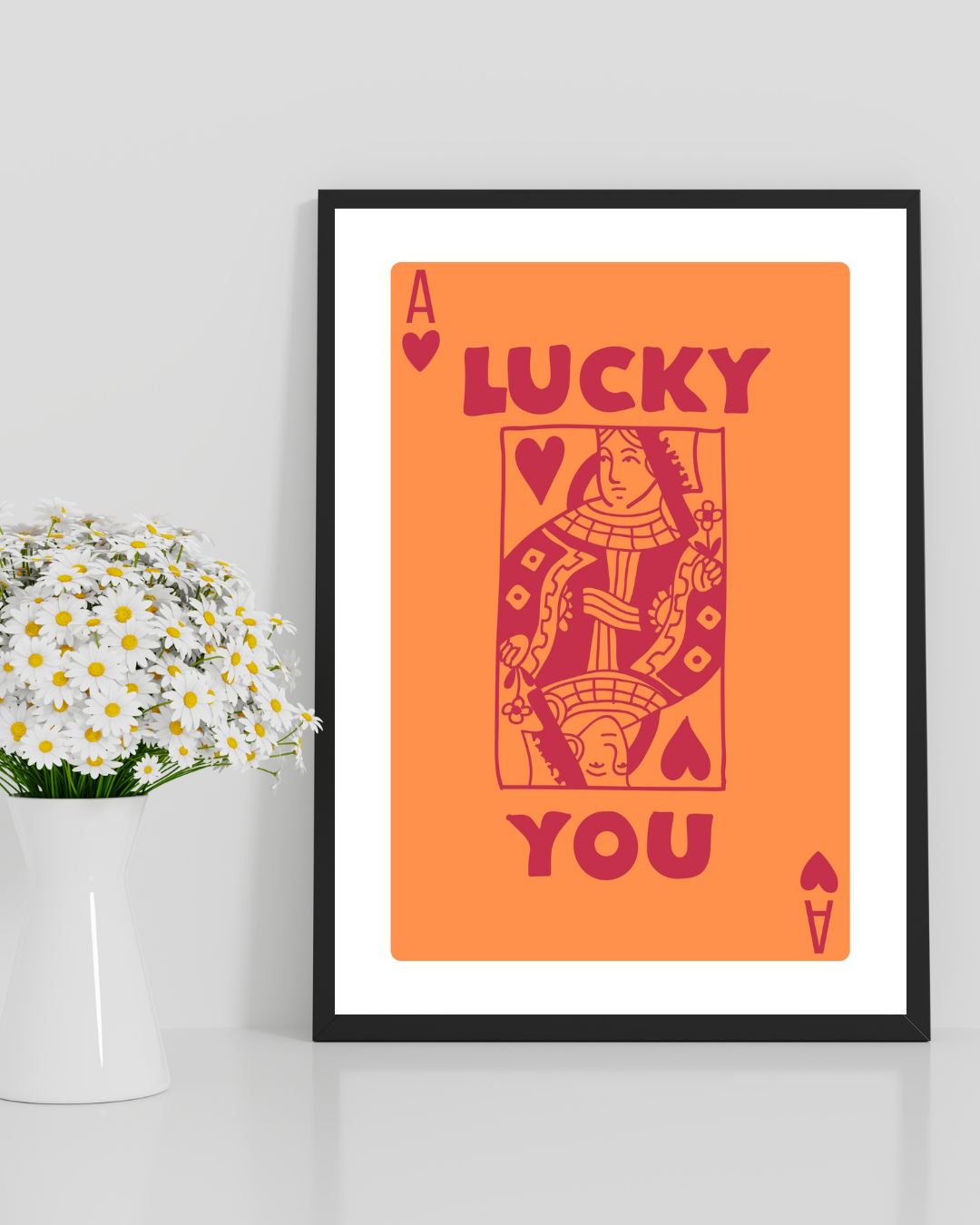 AFFICHE LUCKY YOU – CARTE À JOUER CŒUR POP ART RÉTRO POSTER HUB STUDIO | HQ