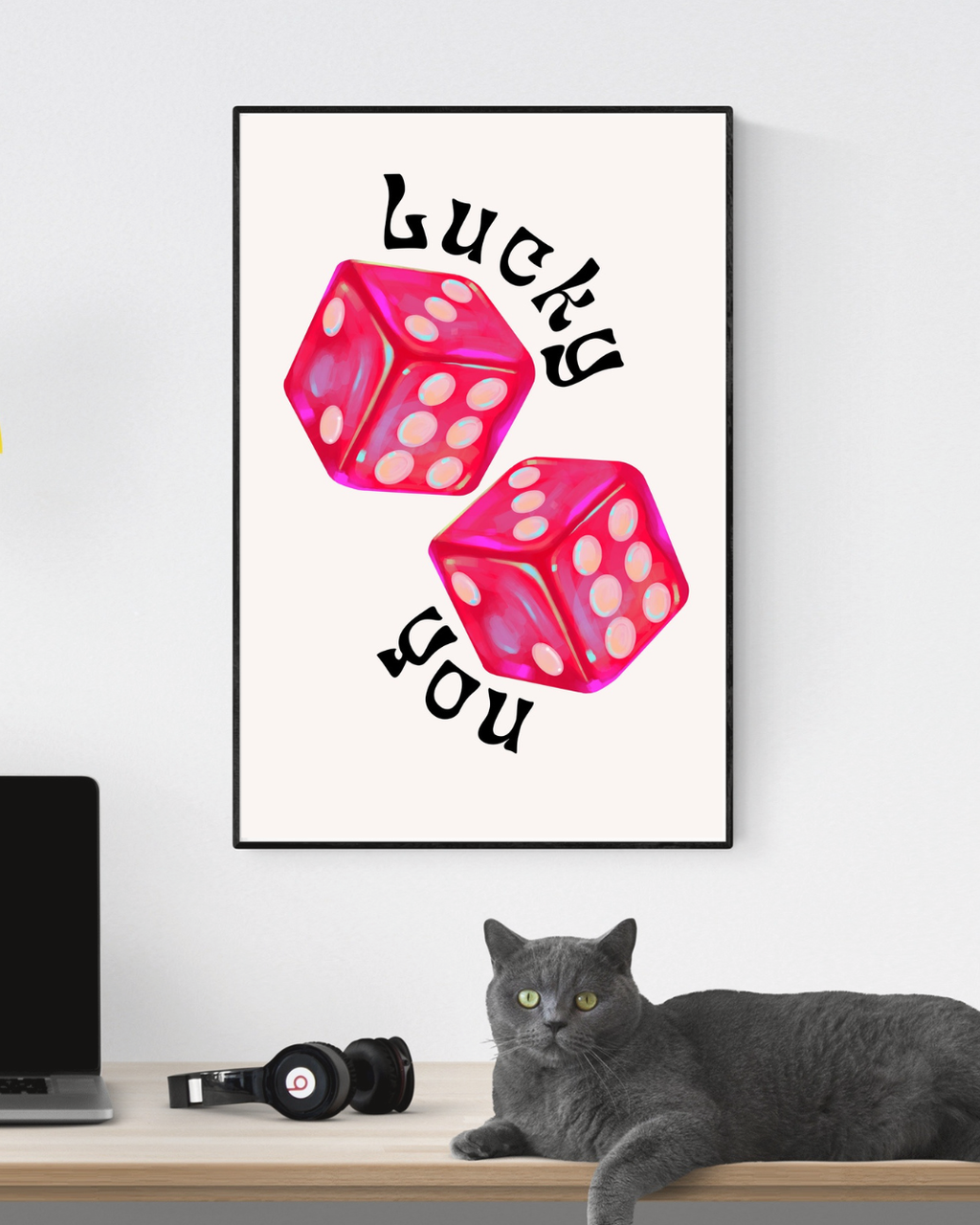 LUCKY YOU | POP TYPOGRAPHY ART | POSTER ART CONTEMPORAIN | POSTER HUB STUDIO RÉTRO | HQ