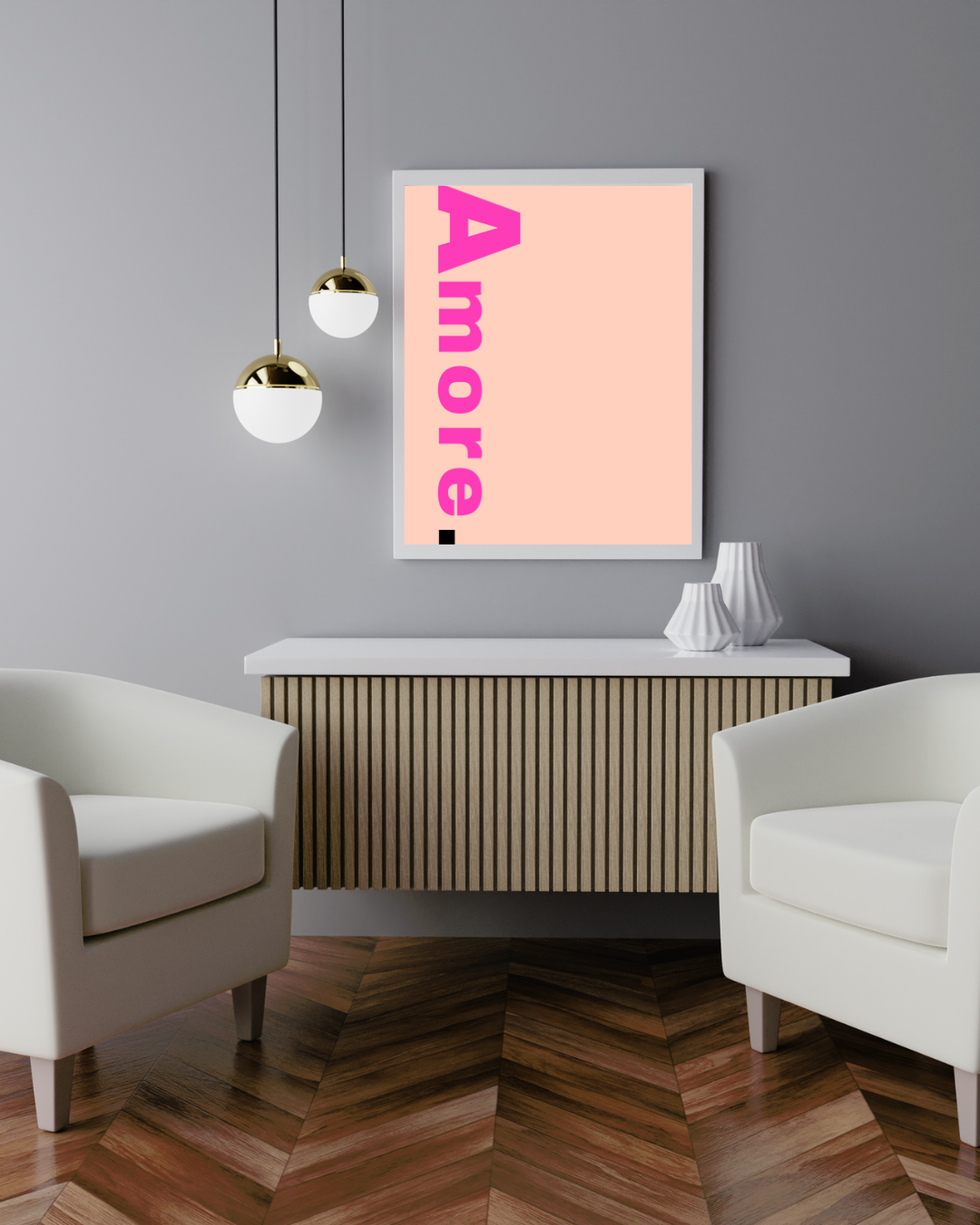 AMORE – TYPOGRAPHIE POP MINIMALISTE ROSE POSTER HUB STUDIO RÉTRO | HQ