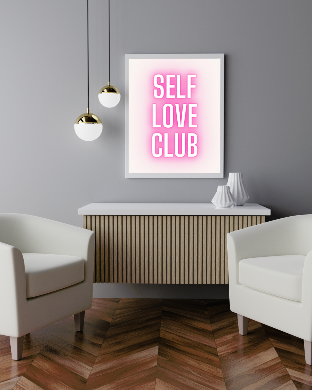 SELF LOVE CLUB – AFFICHE TYPOGRAPHIQUE NÉON ROSE POSTER HUB STUDIO RÉTRO | HQ