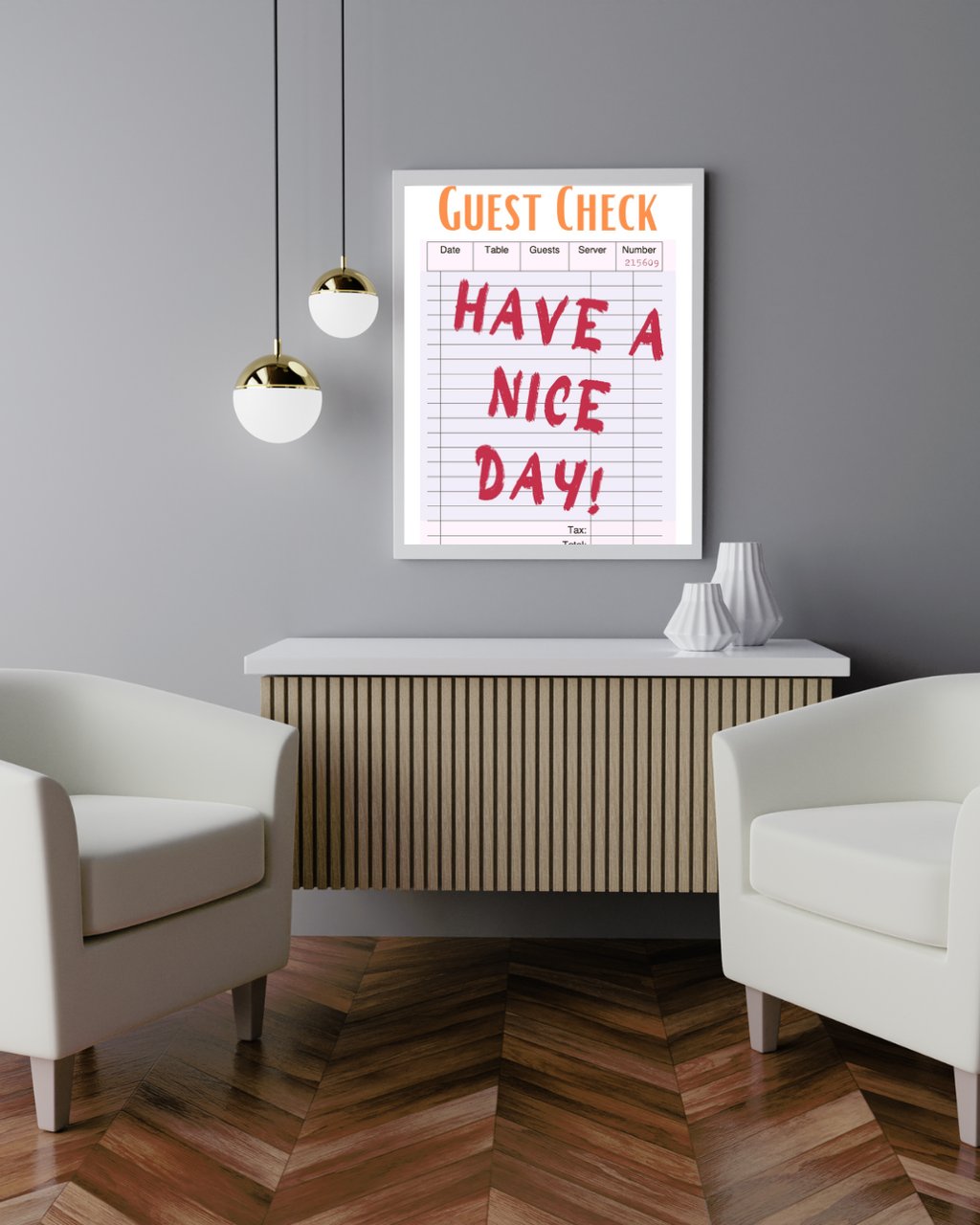 AFFICHE HAVE A NICE DAY – TICKET RESTAURANT VINTAGE TYPOGRAPHIE ROUGE POSTER HUB STUDIO | HQ