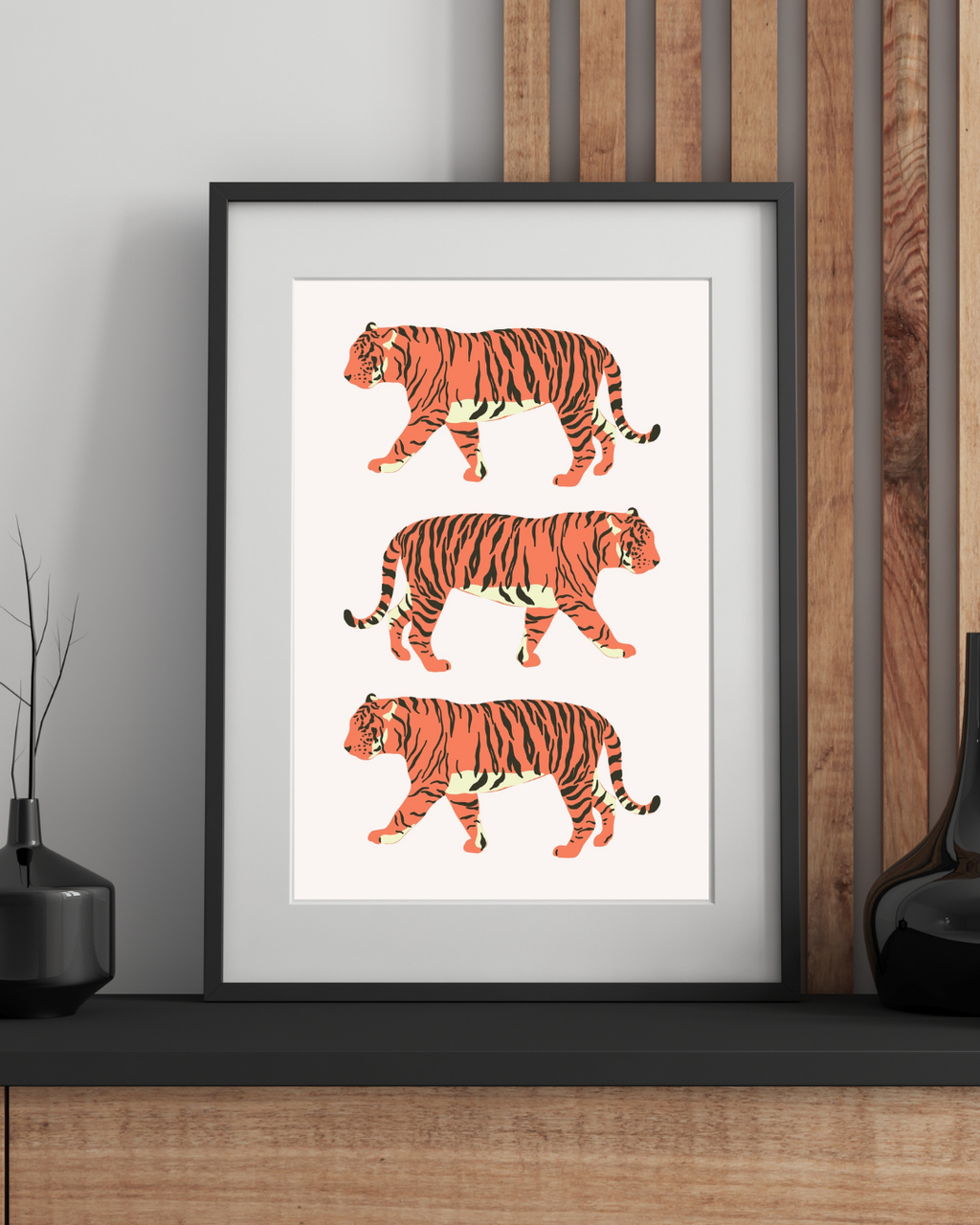 TIGERS WALK | ILLUSTRATION ANIMALE MODERNE | POSTER ART GRAPHIQUE | POSTER HUB STUDIO | HQ