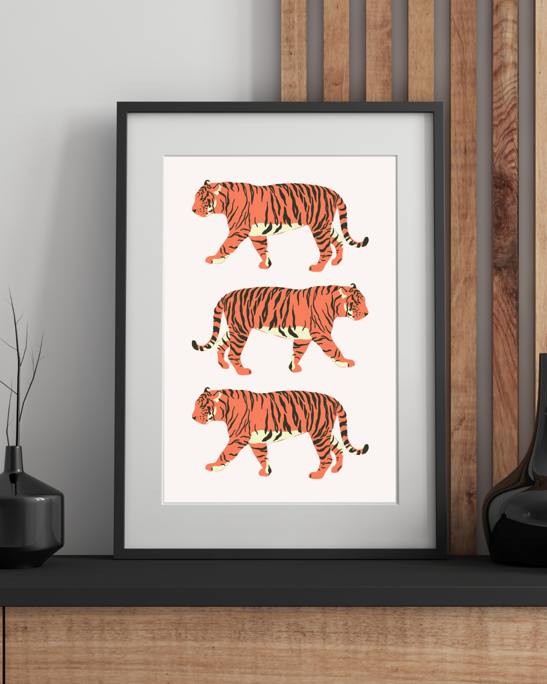 TIGERS WALK | ILLUSTRATION ANIMALE MODERNE | POSTER ART GRAPHIQUE | POSTER HUB STUDIO | HQ