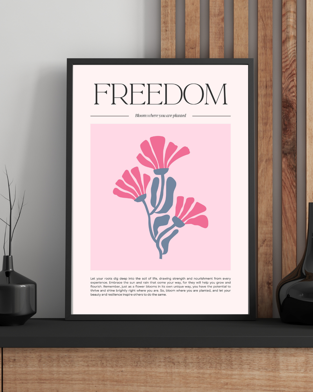 FREEDOM | ART BOTANIQUE MINIMAL | POSTER INSPIRATION BIEN-ÊTRE | POSTER HUB STUDIO RÉTRO | HQ