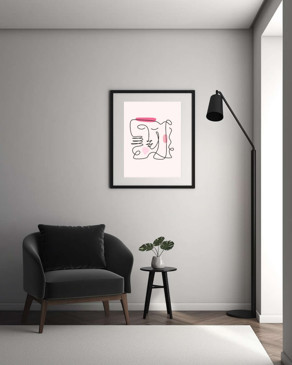 ABSTRACT LINE FACE | ART LINE DRAWING | POSTER ART CONTEMPORAIN | POSTER HUB STUDIO RÉTRO | HQ