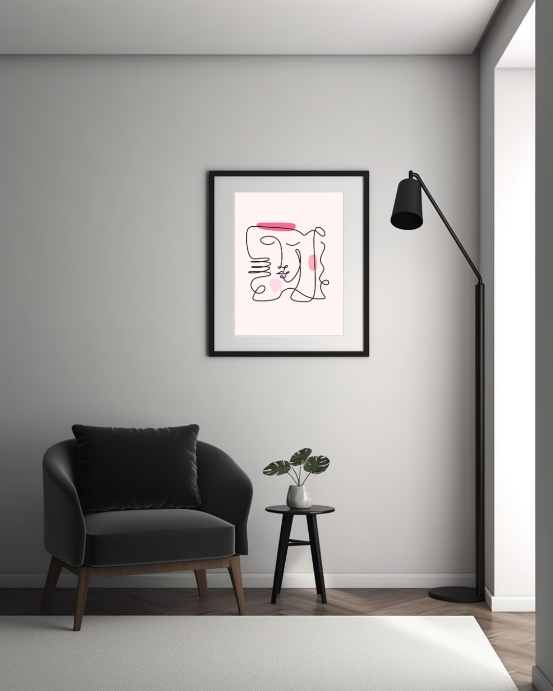 ABSTRACT LINE FACE | ART LINE DRAWING | POSTER ART CONTEMPORAIN | POSTER HUB STUDIO RÉTRO | HQ