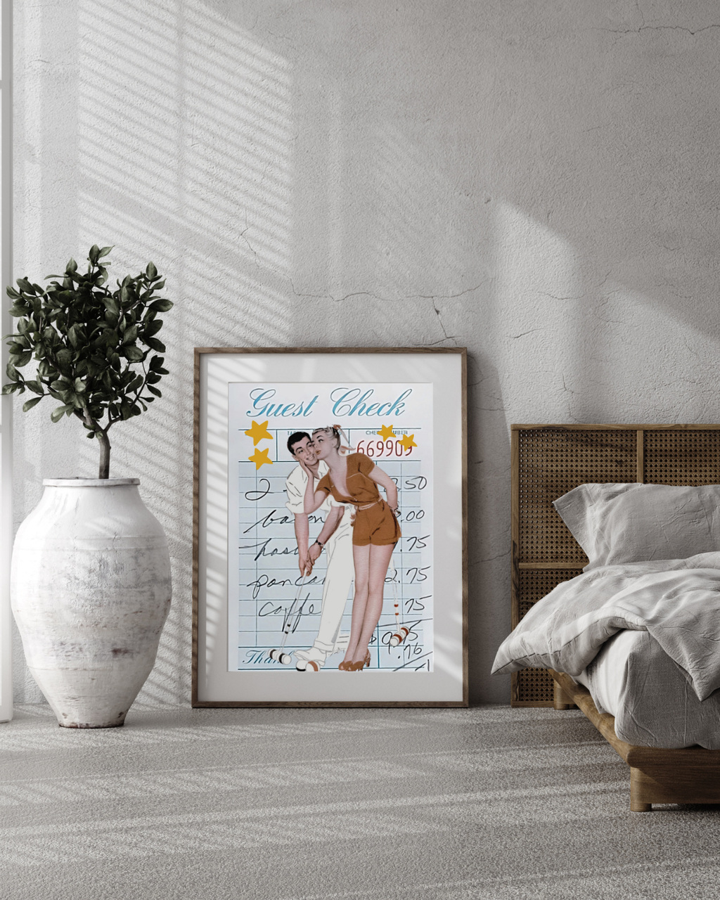 GUEST CHECK | ILLUSTRATION VINTAGE AMÉRICAINE | POSTER RÉTRO MID-CENTURY | POSTER HUB STUDIO | HQ