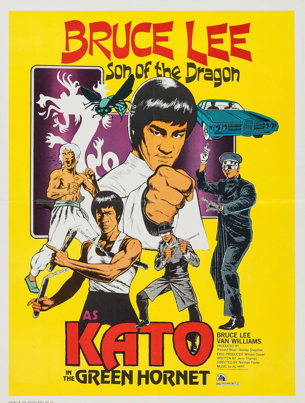 Affiche Bruce Lee Kato The Green Hornet vintage. Poster arts martiaux culte en déco murale. Reproduction HQ – Poster Hub.