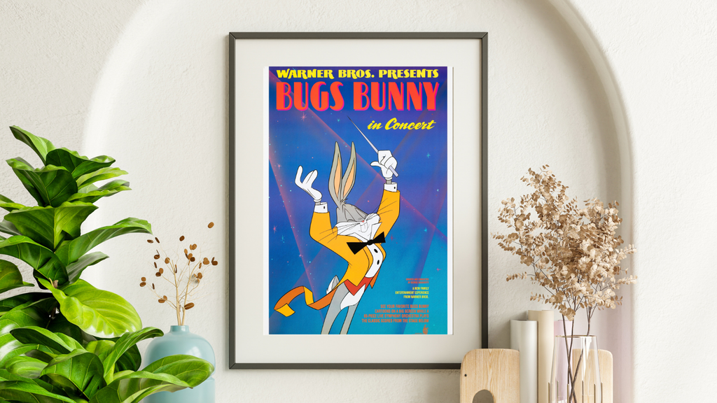 Affiche Bugs Bunny in Concert (1991), spectacle Warner Bros mêlant animation et musique classique. Reproduction HQ – Poster Hub Studio.