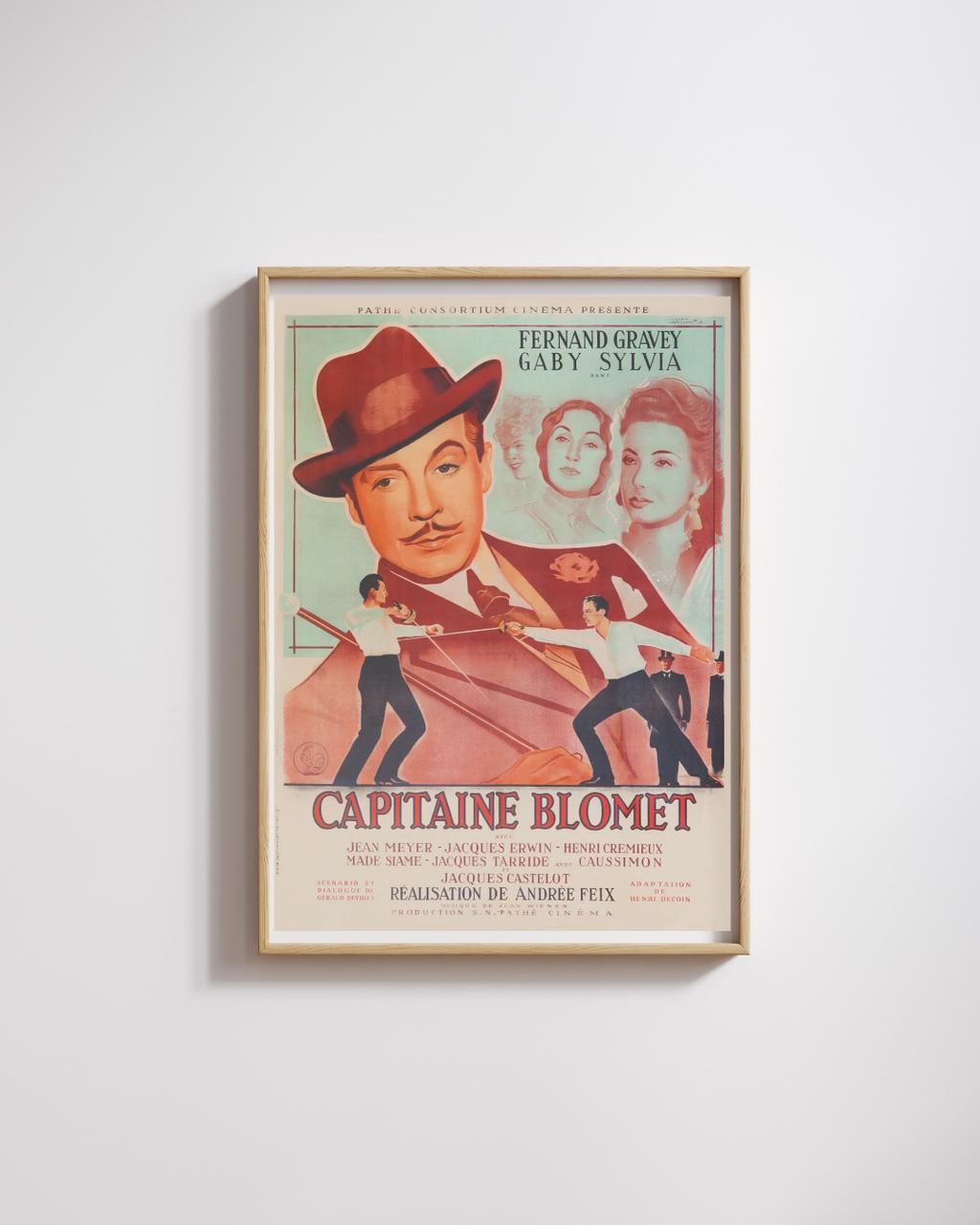 CAPTAIN BLOMET, FRANCIS GRAVET, 1947, REPRO MOVIE POSTER, VINTAGE, HQ