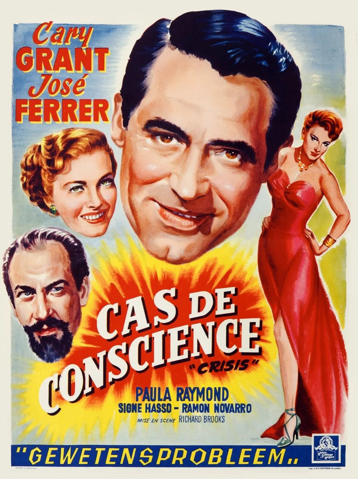 CAS DE CONSCIENCE, CARY GRANT, 1950, REPRO MOVIE POSTER, VINTAGE, HQ