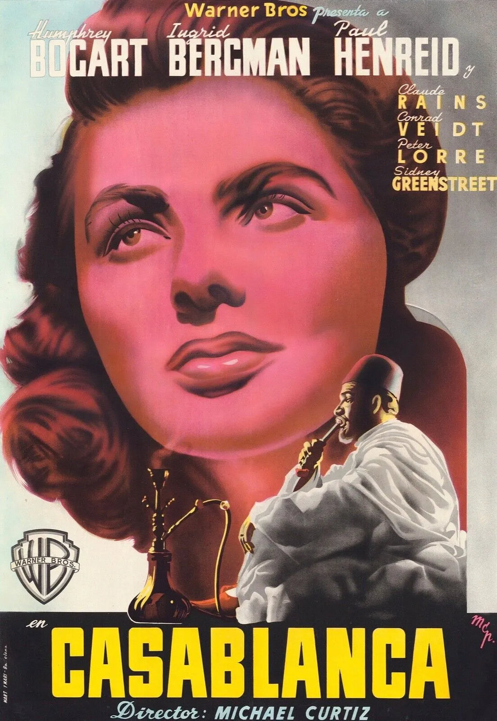 CASABLANCA, HUMPHREY BOGART, 1942, REPRO MOVIE POSTER, VINTAGE, HQ
