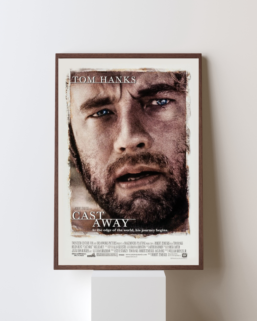 NÁUFRAGO, TOM HANKS - REPRODUCCIÓN DE CARTEL DE CINE VINTAGE DE ALTA CALIDAD EN LIENZO