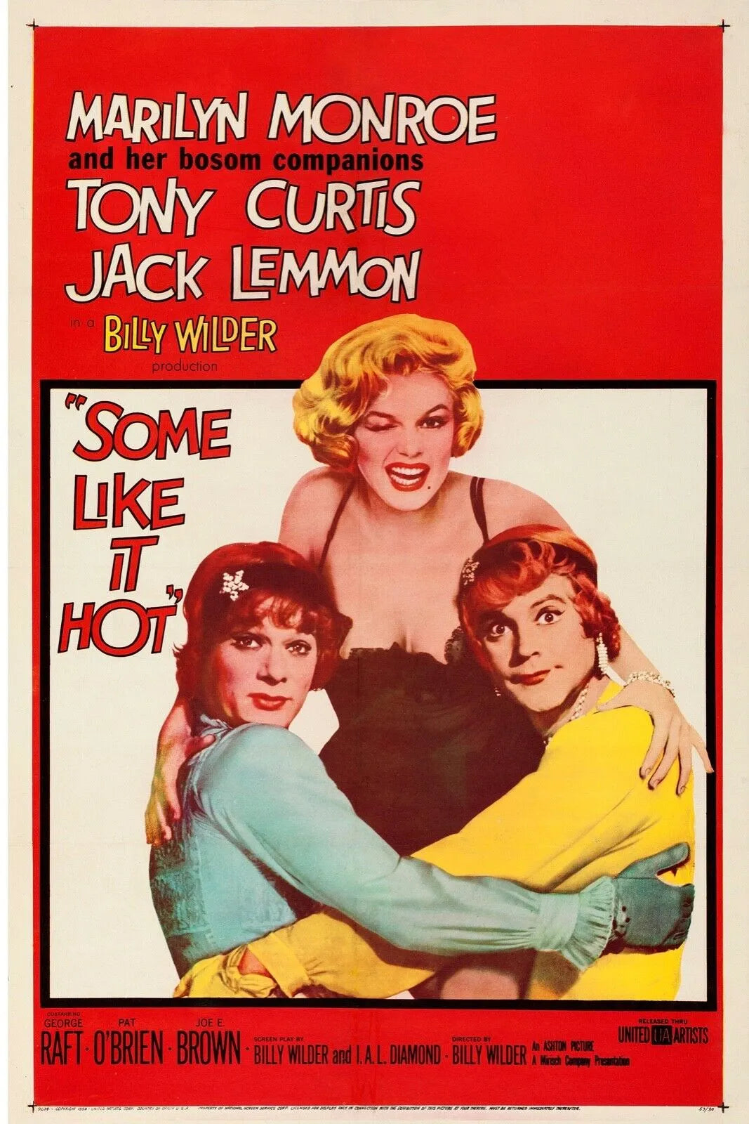 CERTAINS L’AIMENT CHAUD, MARILYN MONROE, 1959, REPRO MOVIE POSTER, VINTAGE, HQ