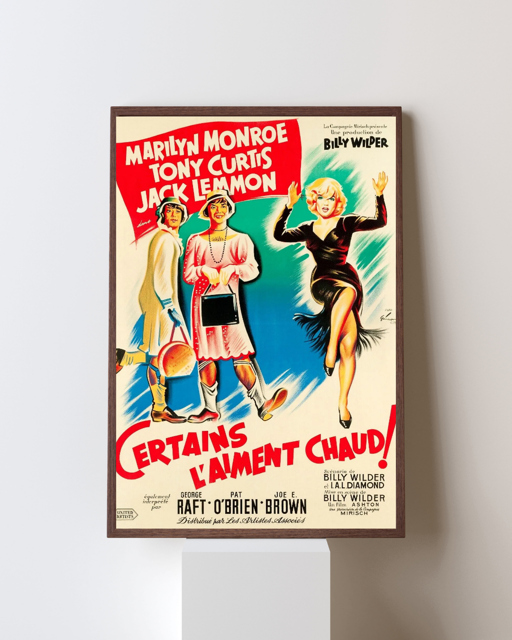 CON DIAS Y A LO CALIENTE, MARILYN MONROE, 1959, REPRODUCCIÓN DE CARTEL DE PELÍCULA, VINTAGE, ALTA CALIDAD
