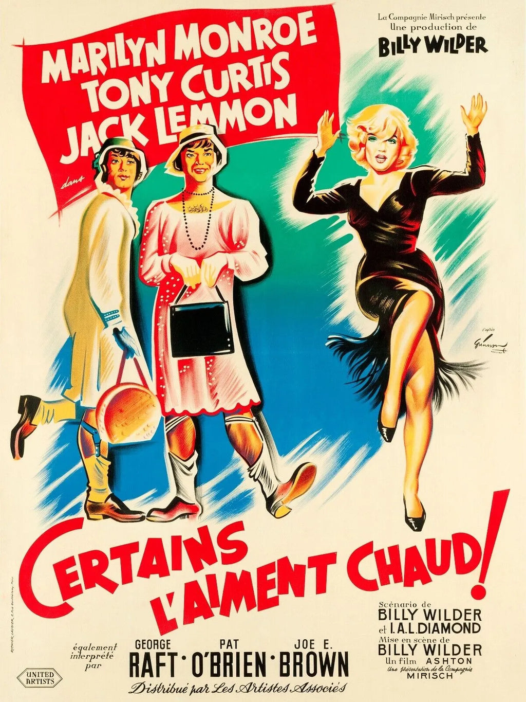 CERTAINS L’AIMENT CHAUD, MARILYN MONROE, 1959, REPRO MOVIE POSTER, VINTAGE, HQ