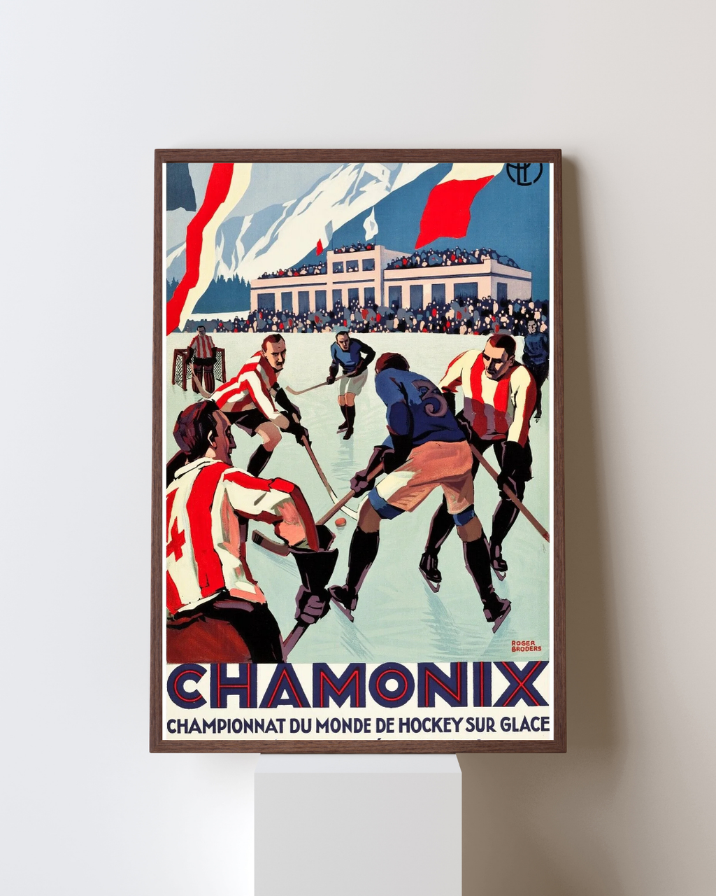 CHAMONIX – HOCKEY SUR GLACE, 1930, REPRO AFFICHE SPORT VINTAGE HQ