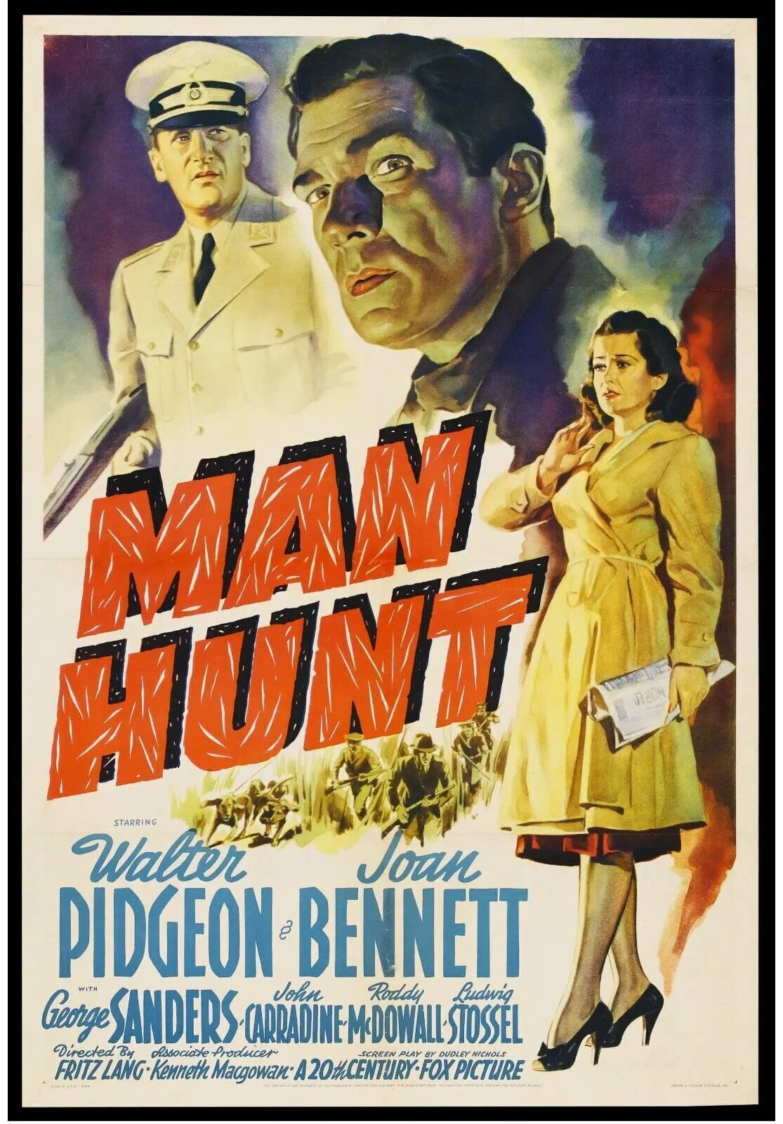 CHASSE A L'HOMME, WALTER PIDGEON, 1941, REPRO AFFICHE CINEMA HQ