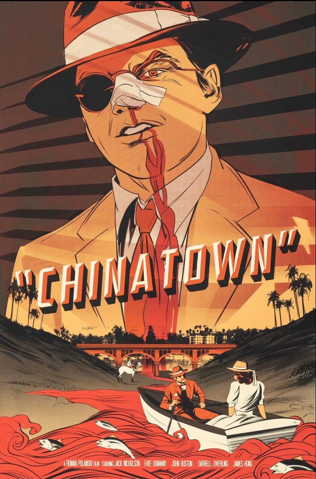 CHINATOWN, JACK NICHOLSON, ROMAN POLANSKI, 1974, REPRO MOVIE POSTER, VINTAGE, HQ