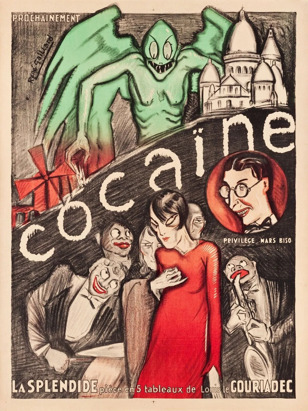 COCAÏNE, (LA SPLENDIDE PIÈCE EN 5 TABLEAUX, REPRO AFFICHE VINTAGE, HQ