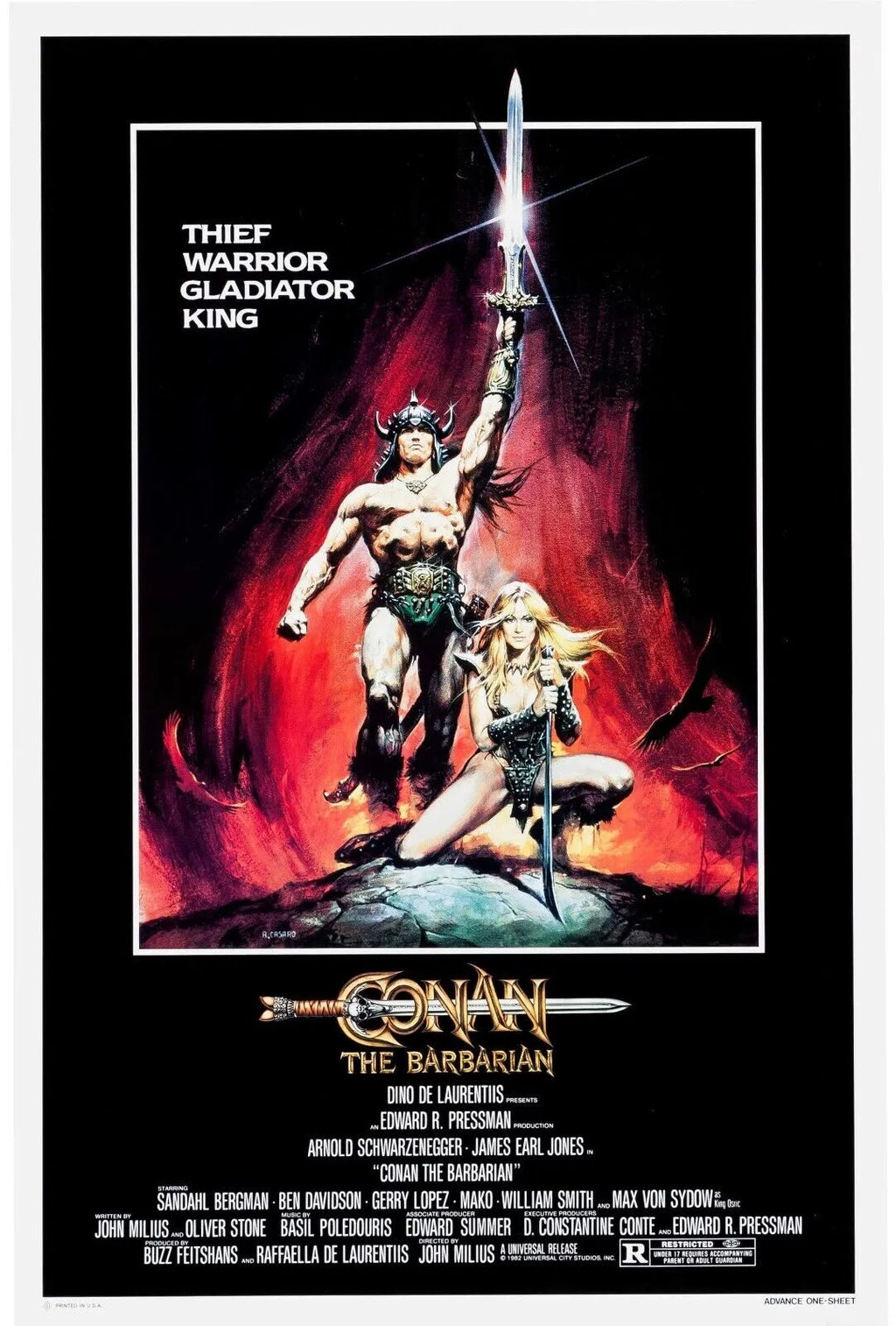 CONAN LE BARBARE, ARNOLD SCHWARZENEGGER, 1982, REPRO MOVIE POSTER, VINTAGE, HQ