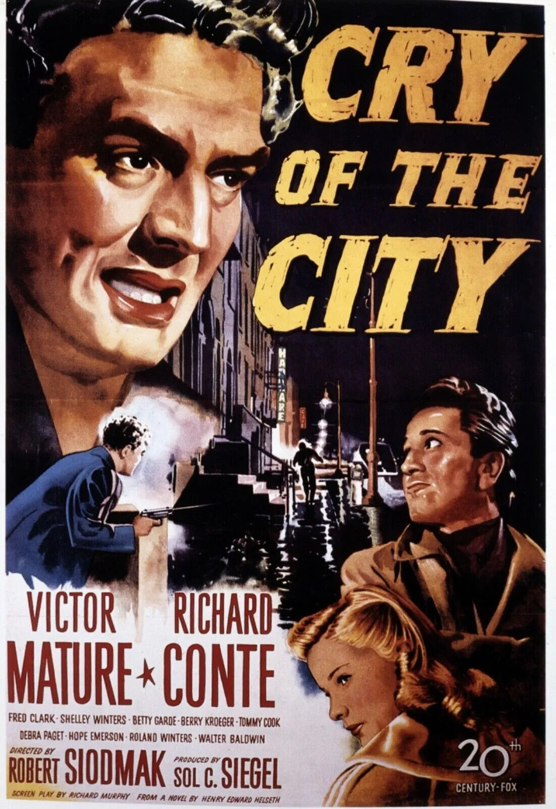 CRY OF THE CITY, VICTOR MATURE, 1948, REPRO MOVIE POSTER, VINTAGE, HQ