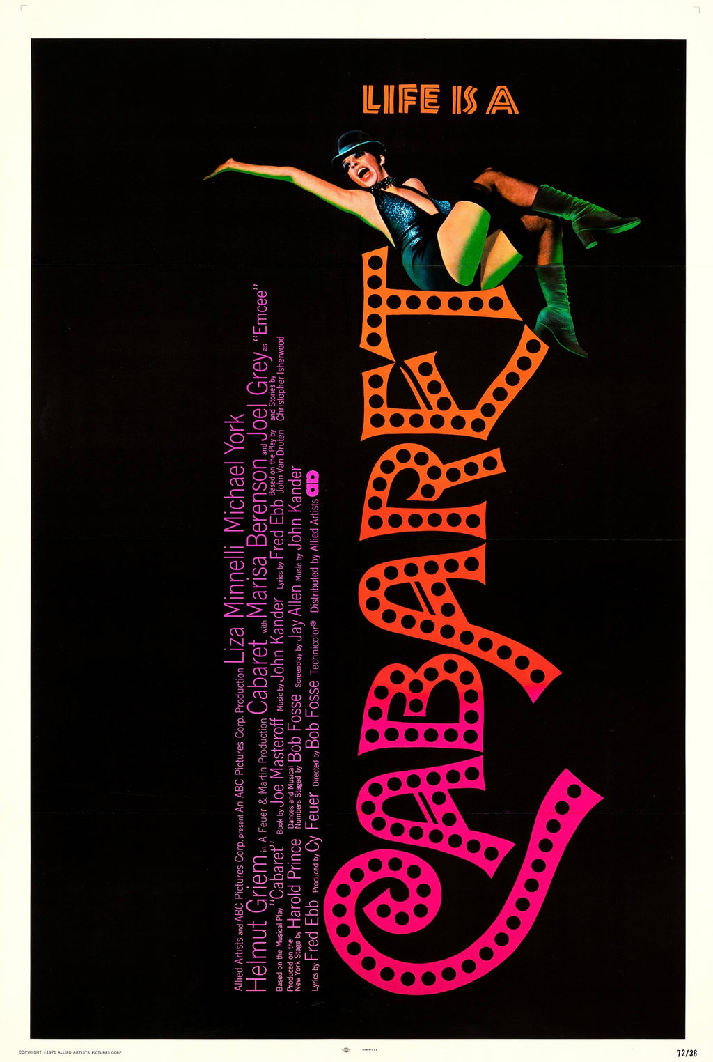 Affiche Cabaret (1972) avec Liza Minnelli. Comédie musicale culte et iconique. Reproduction haute qualité – Poster Hub Studio.