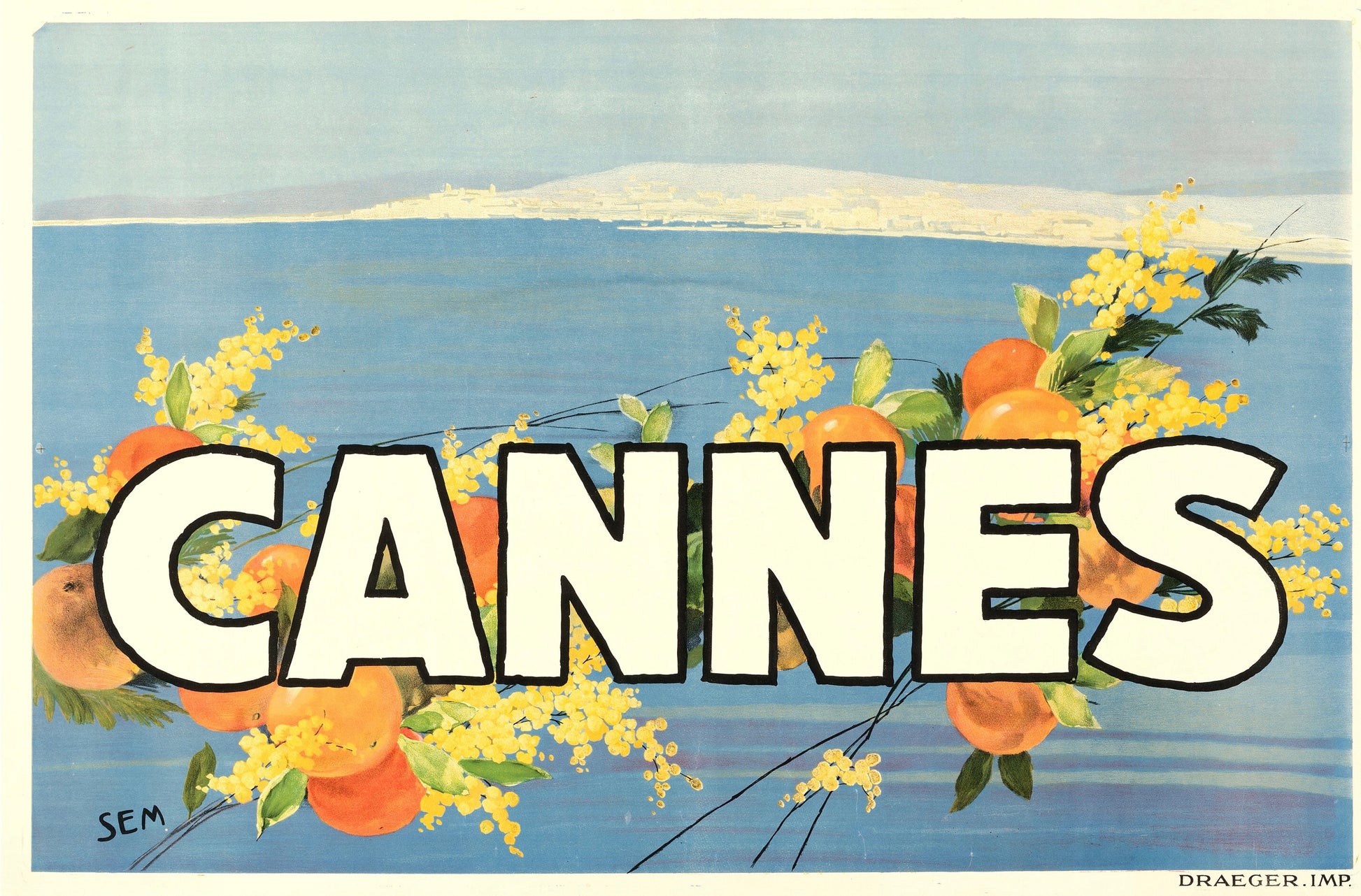CANNES – CÔTE D’AZUR, ANNÉES 1930, AFFICHE REPRO POSTER HUB STUDIO, HQ